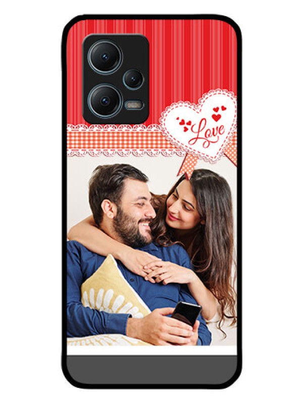 Custom Redmi Note 12 5G Custom Glass Mobile Case - Red Love Pattern Design