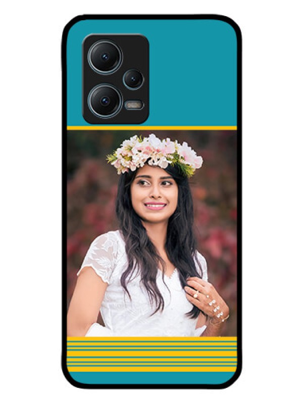 Custom Redmi Note 12 5G Custom Glass Phone Case - Yellow & Blue Design