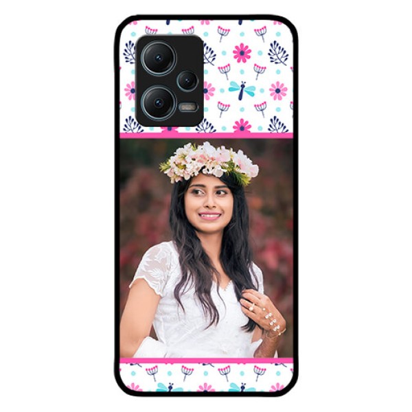 Redmi Note 12 5G Photo Printing on Glass Case - Colorful Flower Design Redmi Note 12 5G Photo Printing on Glass Case - Colorful Flower Design
