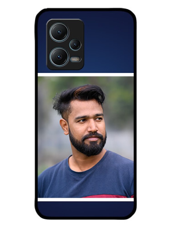 Custom Redmi Note 12 5G Personalized Glass Phone Case - Simple Royal Blue Design