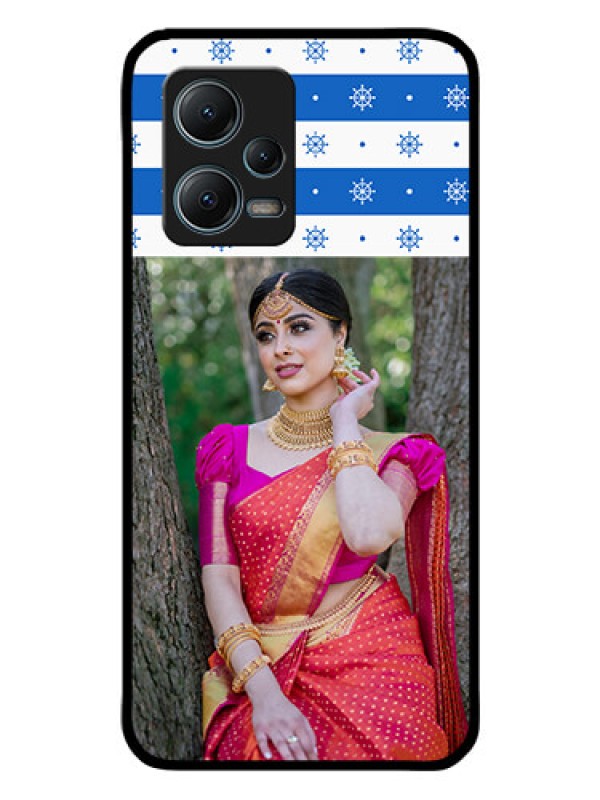 Custom Redmi Note 12 5G Photo Printing on Glass Case - Snow Pattern Design