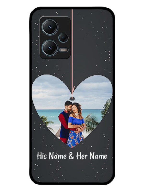 Custom Redmi Note 12 5G Custom Glass Phone Case - Hanging Heart Design