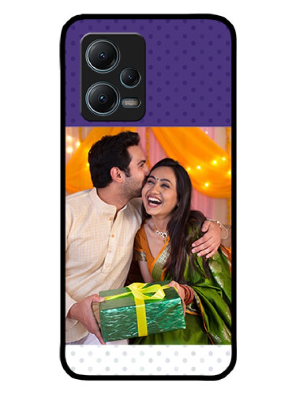 Custom Redmi Note 12 5G Personalized Glass Phone Case - Violet Pattern Design