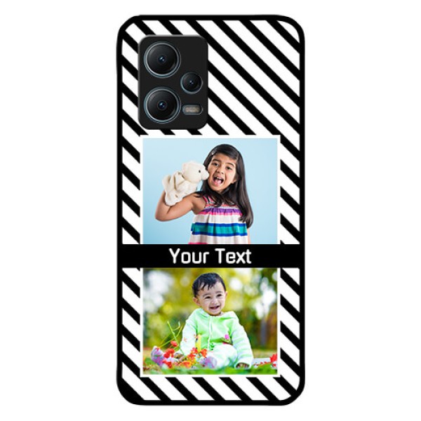Redmi Note 12 5G Photo Printing on Glass Case - Black And White Stripes Design Redmi Note 12 5G Photo Printing on Glass Case - Black And White Stripes Design