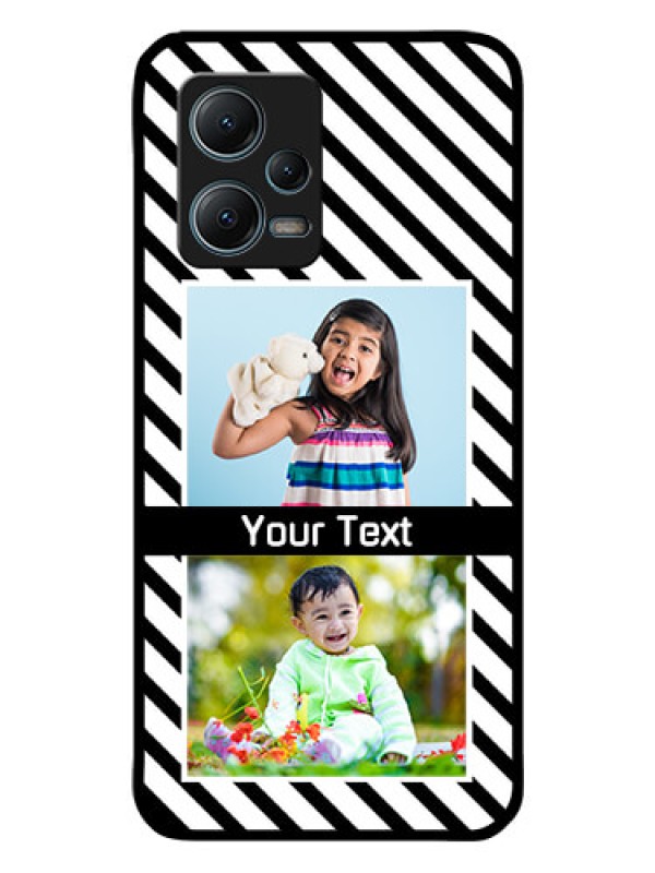 Custom Redmi Note 12 5G Photo Printing on Glass Case - Black And White Stripes Design