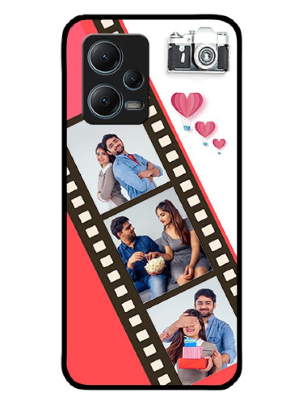 Custom Redmi Note 12 5G Personalized Glass Phone Case - 3 Image Holder with Film Reel