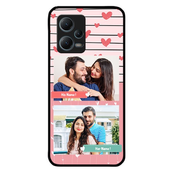 Redmi Note 12 5G Custom Glass Mobile Case - Photo with Heart Design Redmi Note 12 5G Custom Glass Mobile Case - Photo with Heart Design