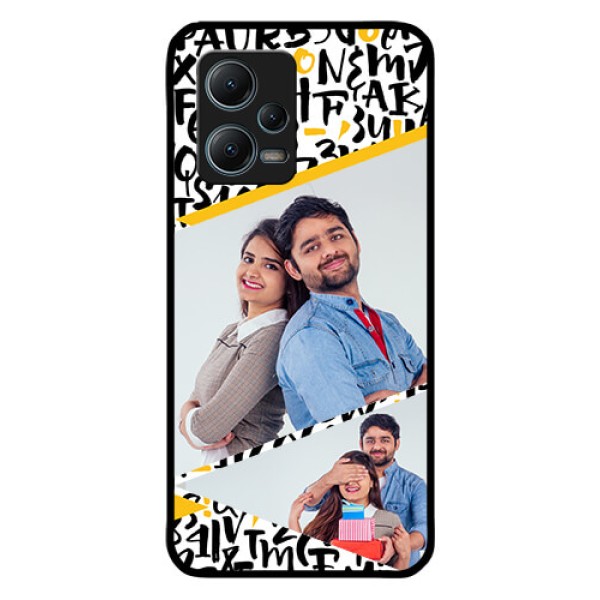 Redmi Note 12 5G Custom Glass Mobile Case - Letters Pattern Design