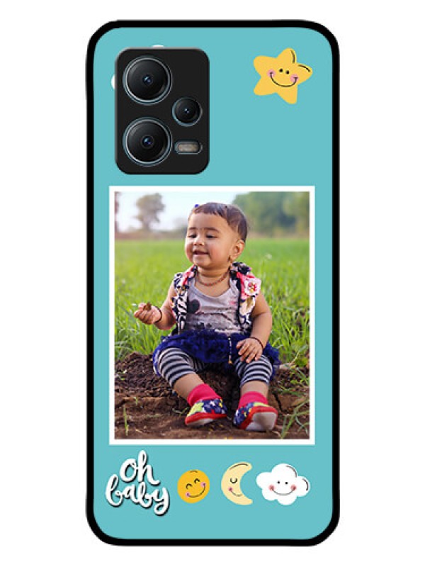 Custom Redmi Note 12 5G Personalized Glass Phone Case - Smiley Kids Stars Design