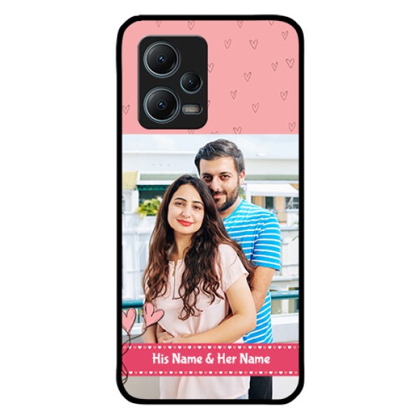 Redmi Note 12 5G Personalized Glass Phone Case - Love Design Peach Color Redmi Note 12 5G Personalized Glass Phone Case - Love Design Peach Color