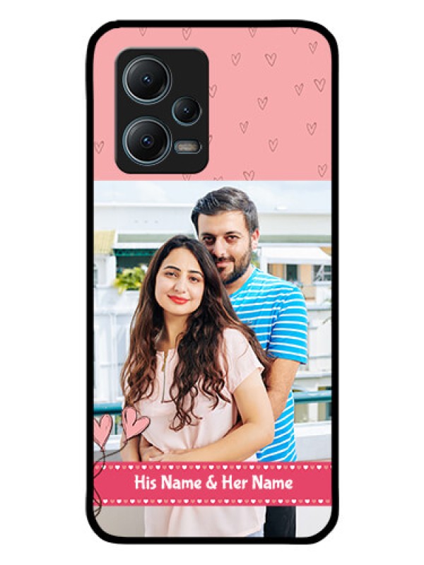 Custom Redmi Note 12 5G Personalized Glass Phone Case - Love Design Peach Color