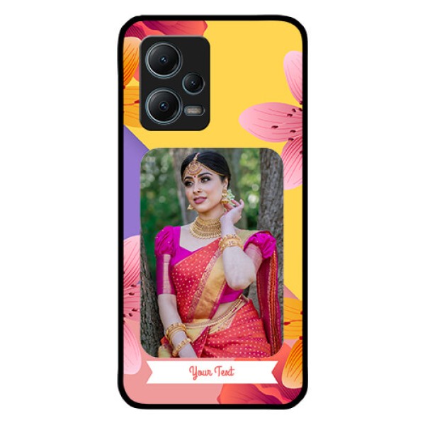 Redmi Note 12 5G Custom Glass Mobile Case - 3 Image With Vintage Floral Design