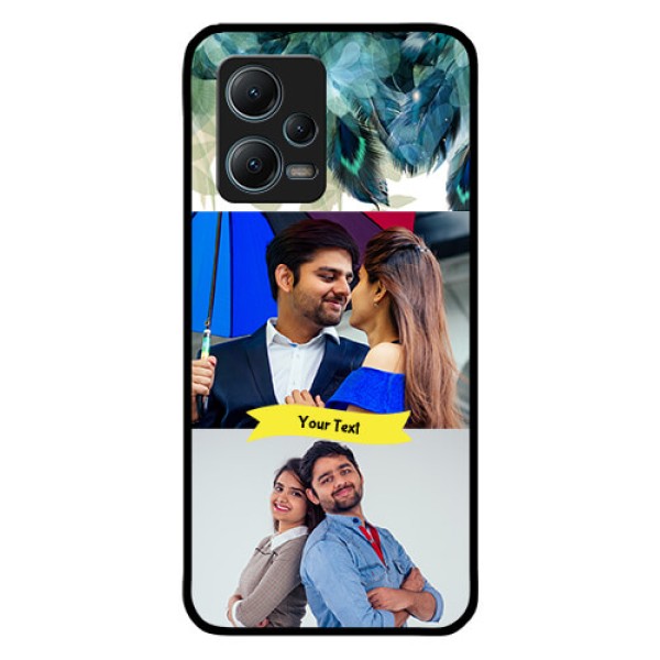 Redmi Note 12 5G Personalized Glass Phone Case - Image with Boho Peacock Feather Design