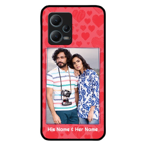 Redmi Note 12 5G Photo Printing on Glass Case - with Red Heart Symbols Design Redmi Note 12 5G Photo Printing on Glass Case - with Red Heart Symbols Design