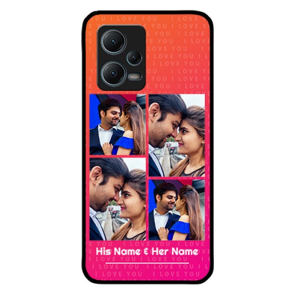 Redmi Note 12 5G Custom Glass Phone Case - I Love You Pink Design