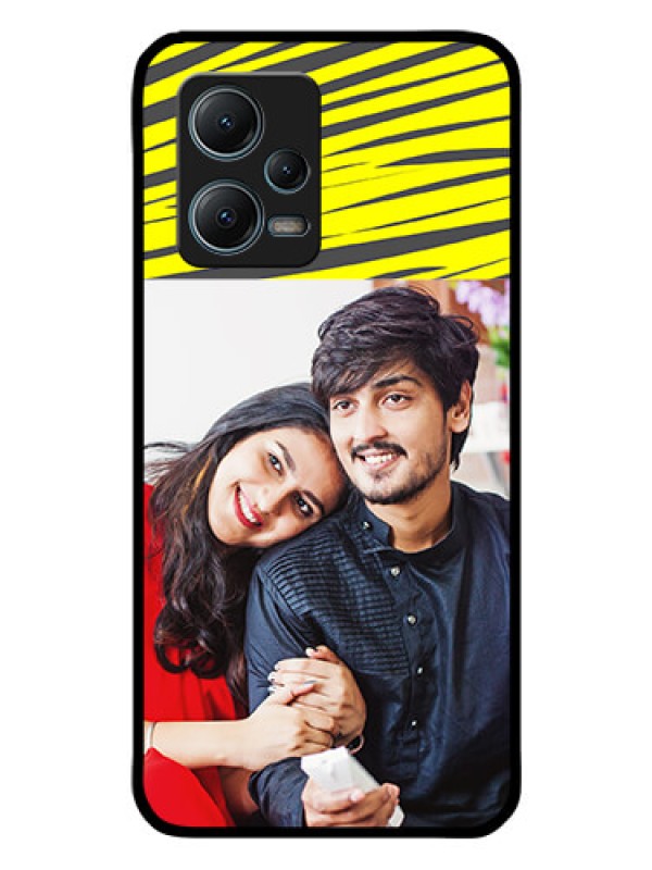 Custom Redmi Note 12 5G Photo Printing on Glass Case - Yellow Abstract Design