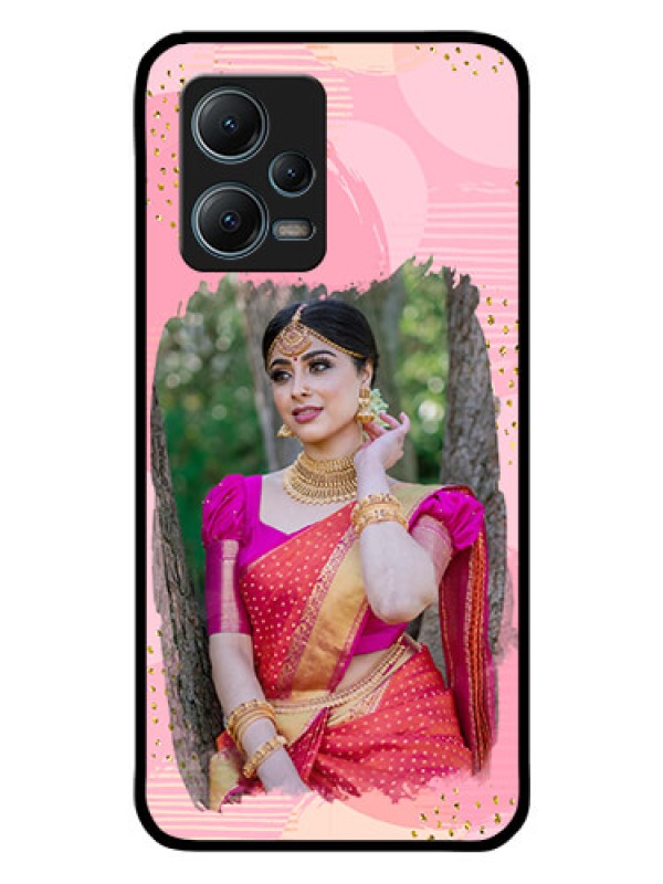 Custom Redmi Note 12 5G Personalized Glass Phone Case - Gold Glitter Splash Design