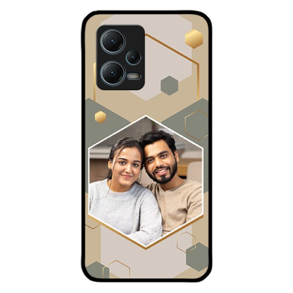 Xiaomi Redmi Note 12 5G Photo Printing on Glass Case - Stylish Hexagon Pattern Design