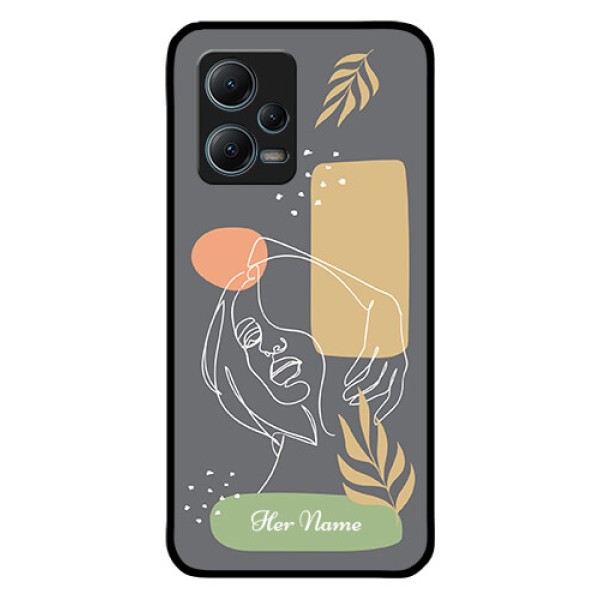 Xiaomi Redmi Note 12 5G Custom Glass Phone Case - Gazing Woman line art Design Xiaomi Redmi Note 12 5G Custom Glass Phone Case - Gazing Woman line art Design