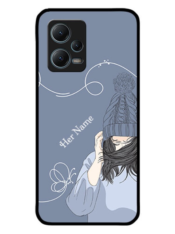 Custom Xiaomi Redmi Note 12 5G Custom Glass Mobile Case - Girl in winter outfit Design