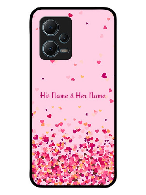 Custom Xiaomi Redmi Note 12 5G Photo Printing on Glass Case - Floating Hearts Design