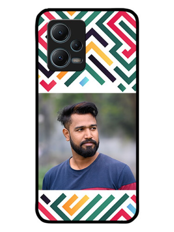 Custom Xiaomi Redmi Note 12 5G Personalized Glass Phone Case - Colorful Maze Pattern Design