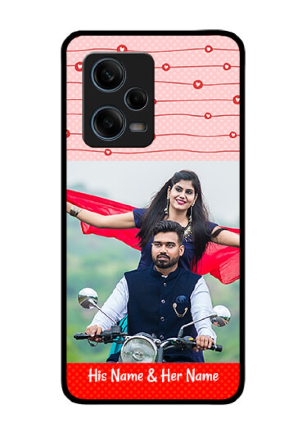 Xiaomi Redmi Note 12 Pro 5G Personalized Glass Phone Case - Red Pattern Case Design