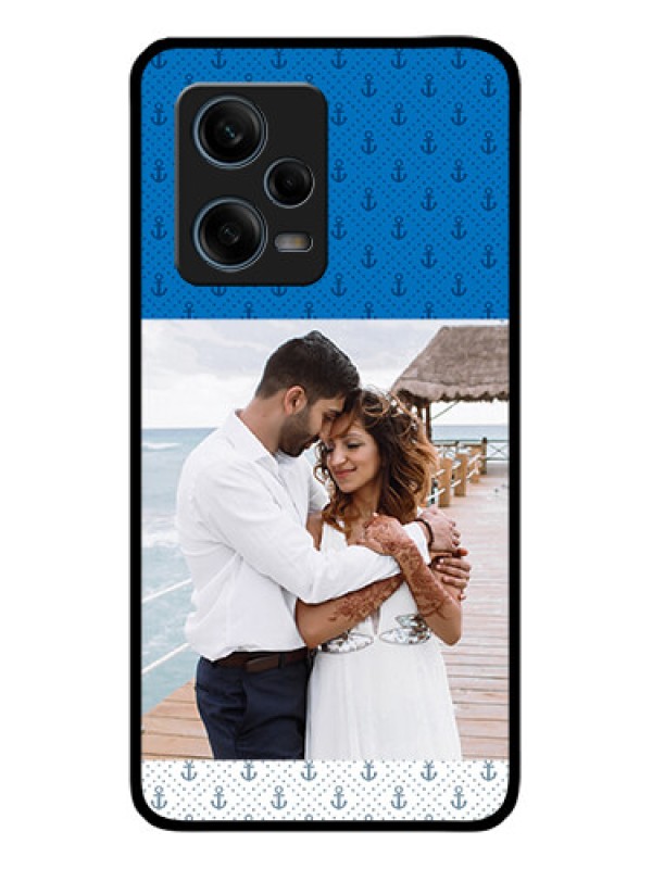 Custom Xiaomi Redmi Note 12 Pro 5G Photo Printing on Glass Case - Blue Anchors Design