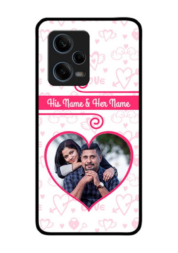 Xiaomi Redmi Note 12 Pro 5G Personalized Glass Phone Case - Heart Shape Love Design