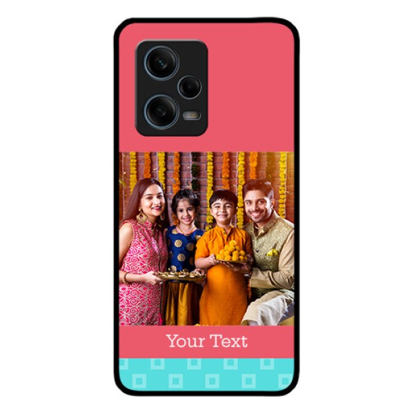 Xiaomi Redmi Note 12 Pro 5G Personalized Glass Phone Case - Peach & Blue Color Design