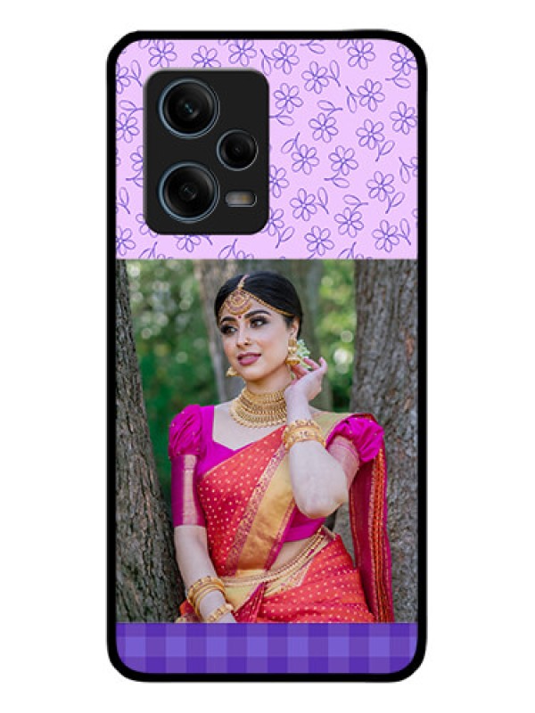 Custom Xiaomi Redmi Note 12 Pro 5G Custom Glass Phone Case - Purple Floral Design