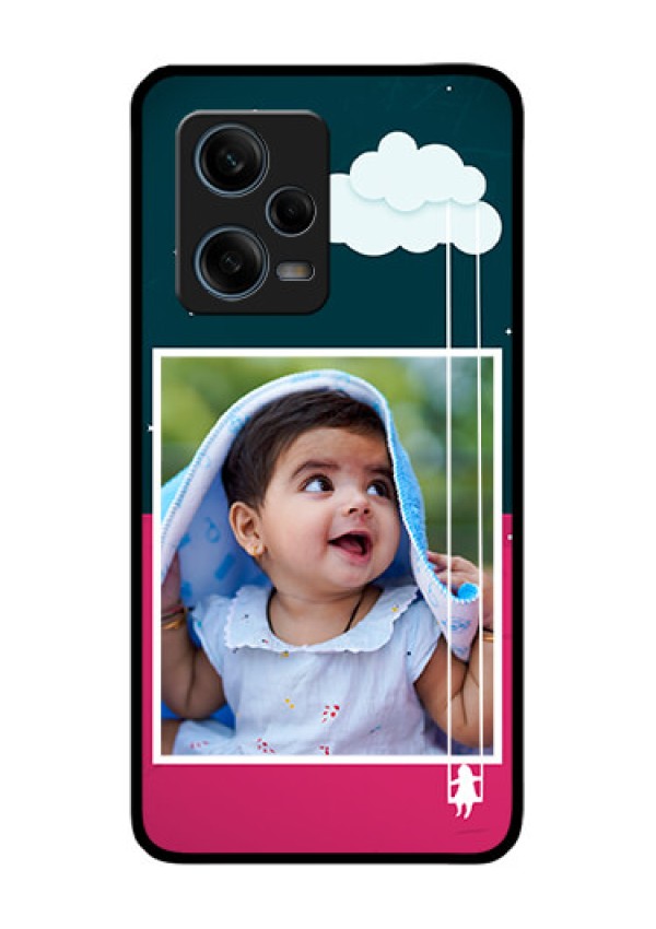 Xiaomi Redmi Note 12 Pro 5G Custom Glass Phone Case - Cute Girl with Cloud Design