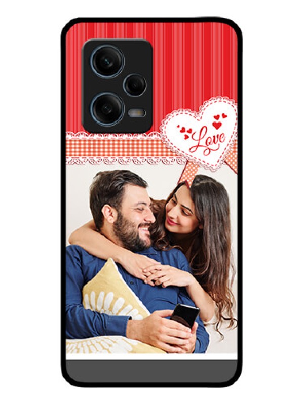Custom Xiaomi Redmi Note 12 Pro 5G Custom Glass Mobile Case - Red Love Pattern Design