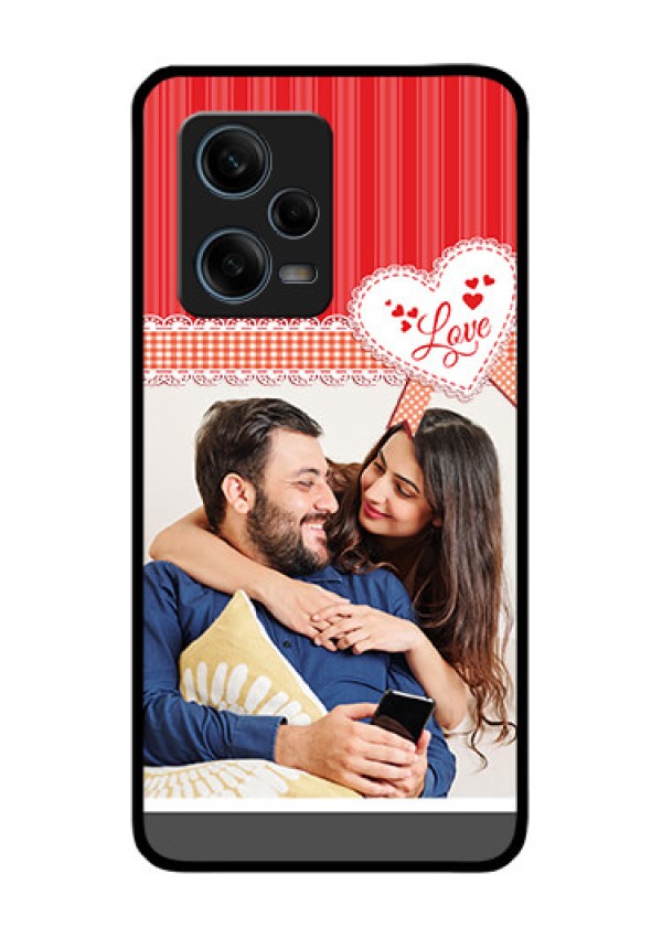 Xiaomi Redmi Note 12 Pro 5G Custom Glass Mobile Case - Red Love Pattern Design