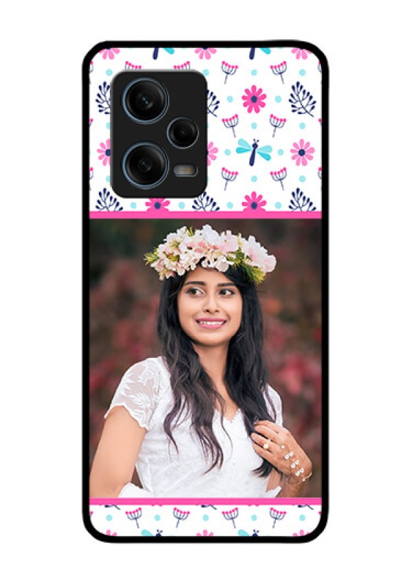 Xiaomi Redmi Note 12 Pro 5G Photo Printing on Glass Case - Colorful Flower Design
