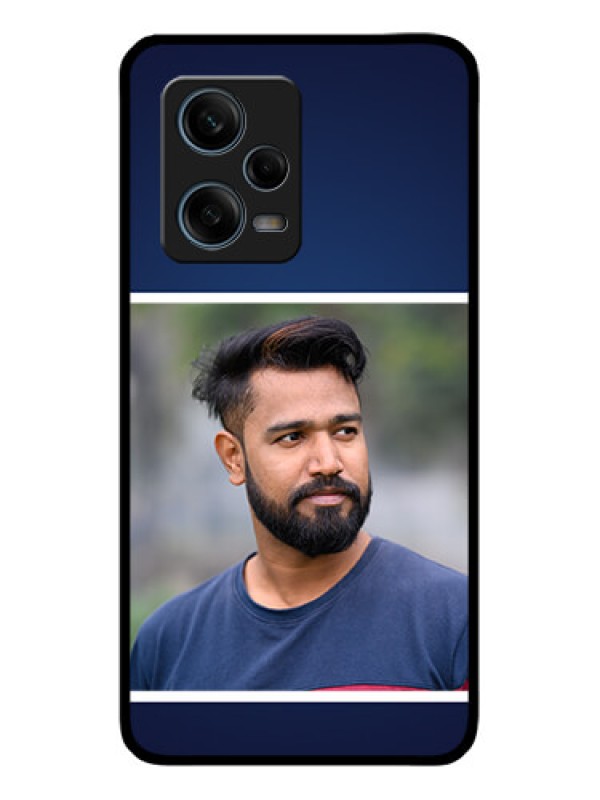 Custom Xiaomi Redmi Note 12 Pro 5G Personalized Glass Phone Case - Simple Royal Blue Design
