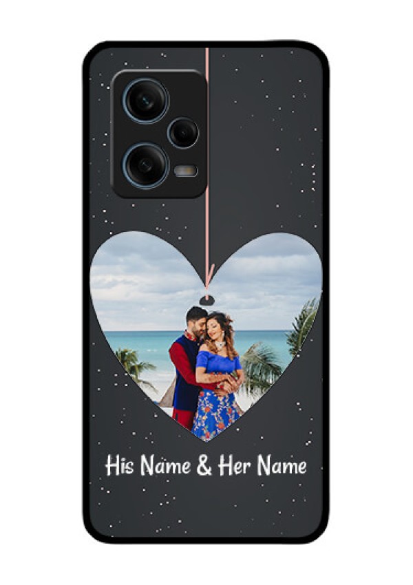 Xiaomi Redmi Note 12 Pro 5G Custom Glass Phone Case - Hanging Heart Design