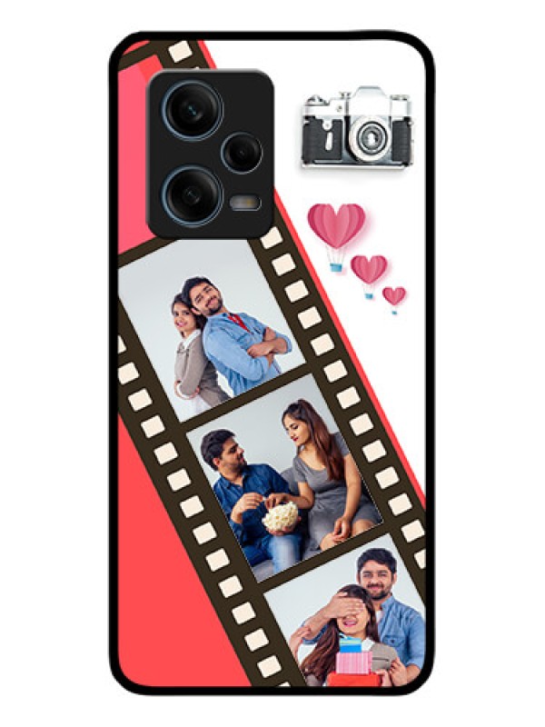 Custom Xiaomi Redmi Note 12 Pro 5G Personalized Glass Phone Case - 3 Image Holder with Film Reel