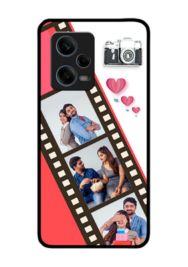 Xiaomi Redmi Note 12 Pro 5G Personalized Glass Phone Case - 3 Image Holder with Film Reel