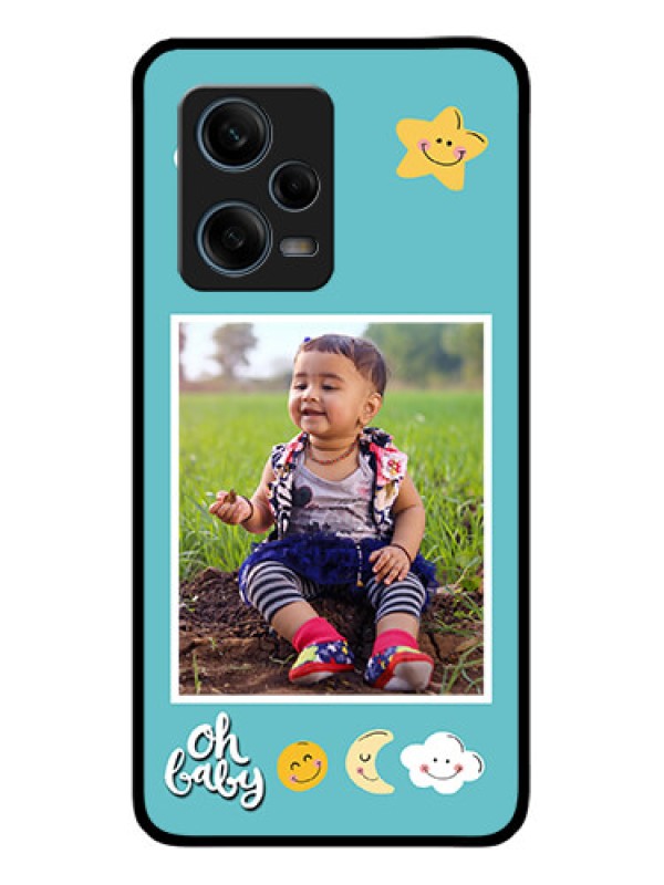 Custom Xiaomi Redmi Note 12 Pro 5G Personalized Glass Phone Case - Smiley Kids Stars Design