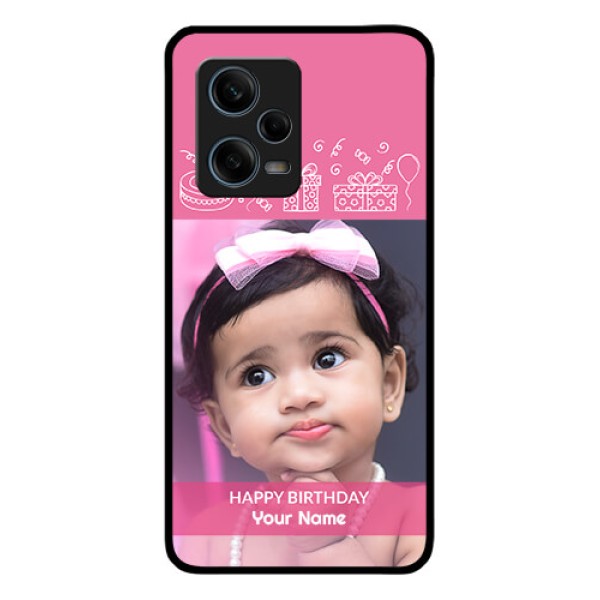 Xiaomi Redmi Note 12 Pro 5G Photo Printing on Glass Case - with Birthday Line Art Design Xiaomi Redmi Note 12 Pro 5G Photo Printing on Glass Case - with Birthday Line Art Design