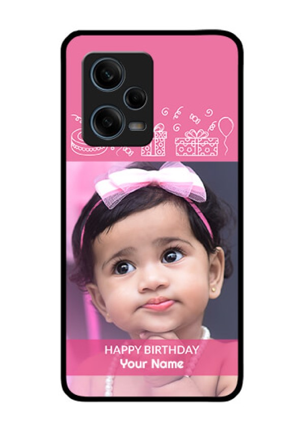 Xiaomi Redmi Note 12 Pro 5G Photo Printing on Glass Case - with Birthday Line Art Design