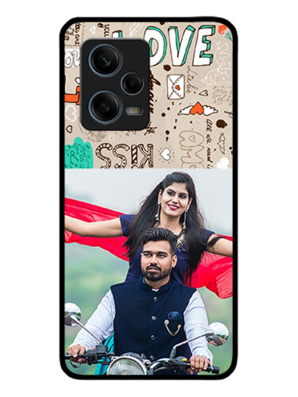 Custom Xiaomi Redmi Note 12 Pro 5G Custom Glass Phone Case - Love Doodle Pattern