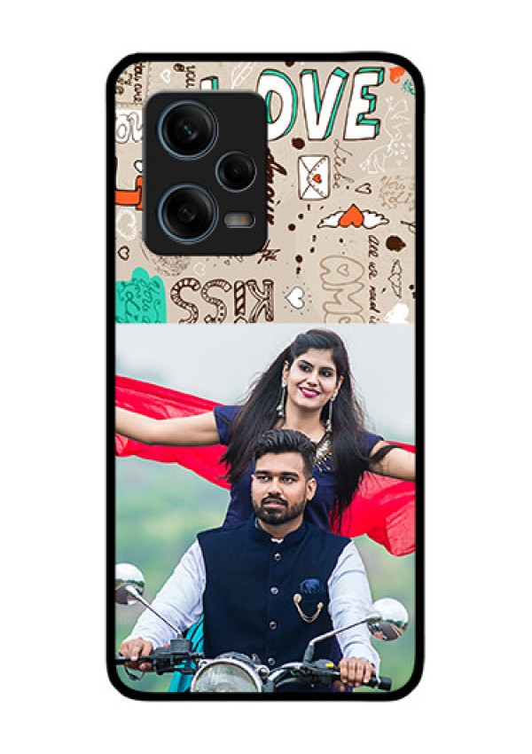 Xiaomi Redmi Note 12 Pro 5G Custom Glass Phone Case - Love Doodle Pattern