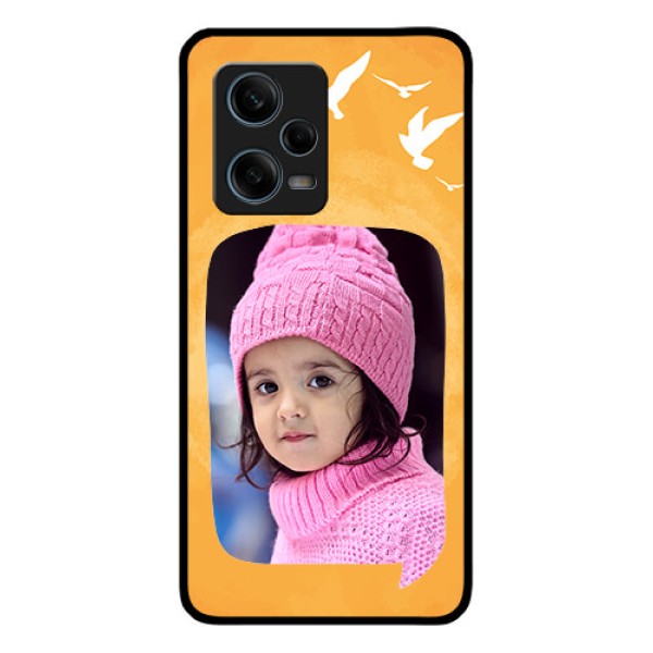 Xiaomi Redmi Note 12 Pro 5G Personalized Glass Phone Case - Water Color Design with Bird Icons