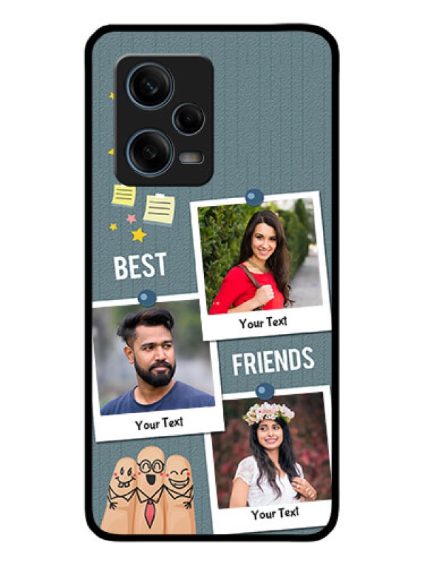 Custom Xiaomi Redmi Note 12 Pro 5G Personalized Glass Phone Case - Sticky Frames and Friendship Design