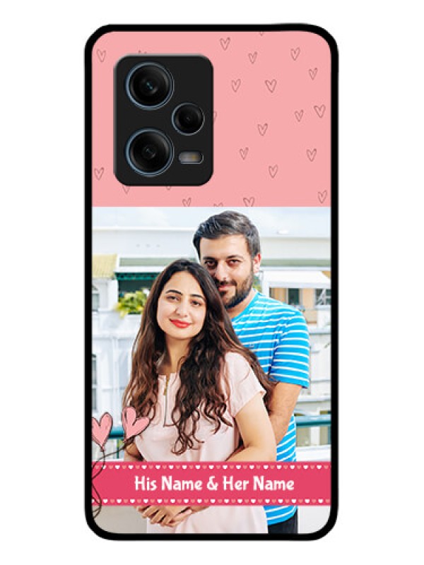 Custom Xiaomi Redmi Note 12 Pro 5G Personalized Glass Phone Case - Love Design Peach Color