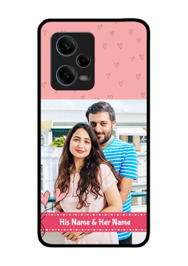 Xiaomi Redmi Note 12 Pro 5G Personalized Glass Phone Case - Love Design Peach Color