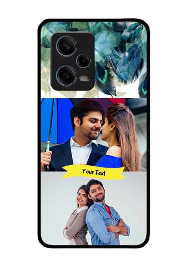 Xiaomi Redmi Note 12 Pro 5G Personalized Glass Phone Case - Image with Boho Peacock Feather Design