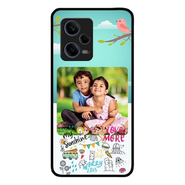 Xiaomi Redmi Note 12 Pro 5G Photo Printing on Glass Case - Doodle love Design